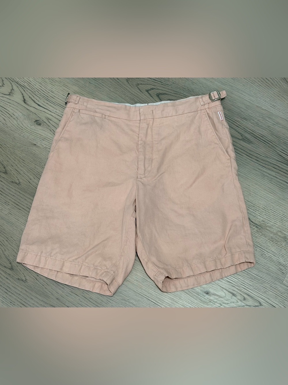 Orlebar Brown Chino Shorts Bulldog Cotton Linen Light Pink Salmon $425 Size 30